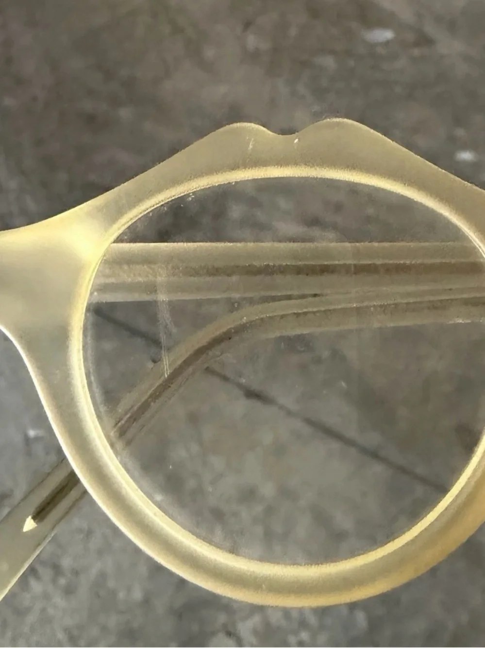 Vintage Theo Belgium 4delgi Lip Shaped Frosted Clear Acetate Eyeglasses Frames